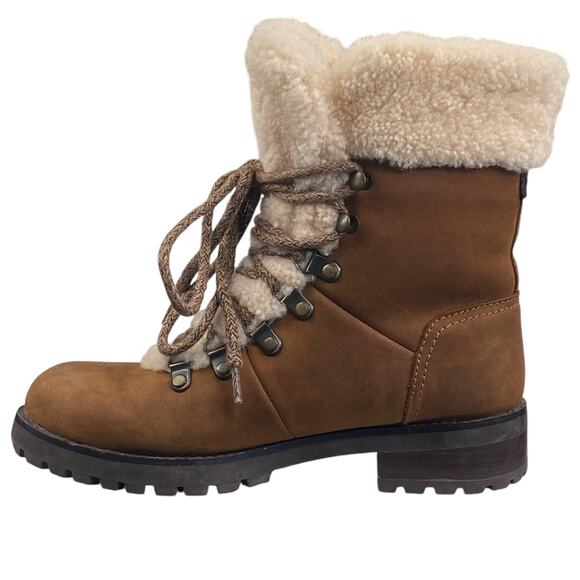 Ugg Women’s Fraser Brown Sheepskin Combat Boot Size US 6 - Picture 2 of 10